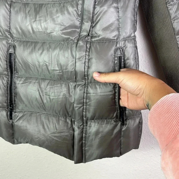 BCBGMAXAZRIA Lilly Short Packable Down Puffer Coat Asymmetrical Zip Grey SZ XXS - Picture 10 of 12